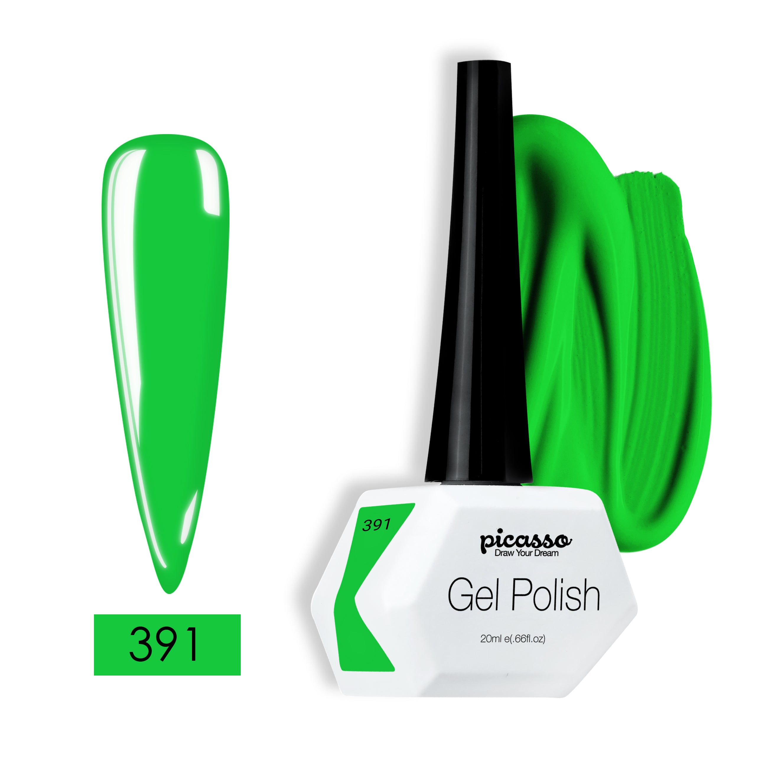 פיקאסו לק ג'ל 391 ניאון זוהר בצבע ירוק בקבוק