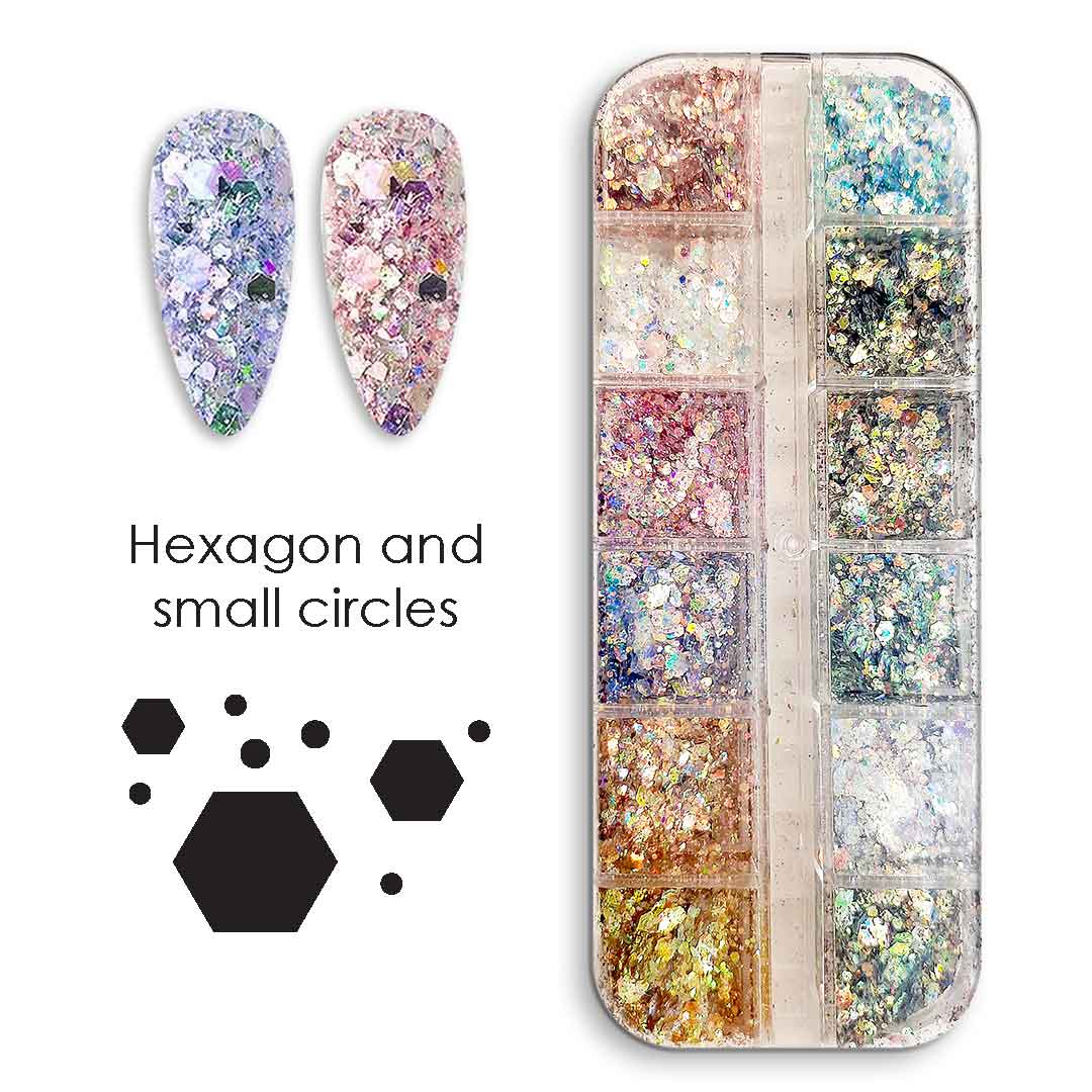 אן אנד די מארזי קישוט לציפורניים - פייטים בצורת משושים